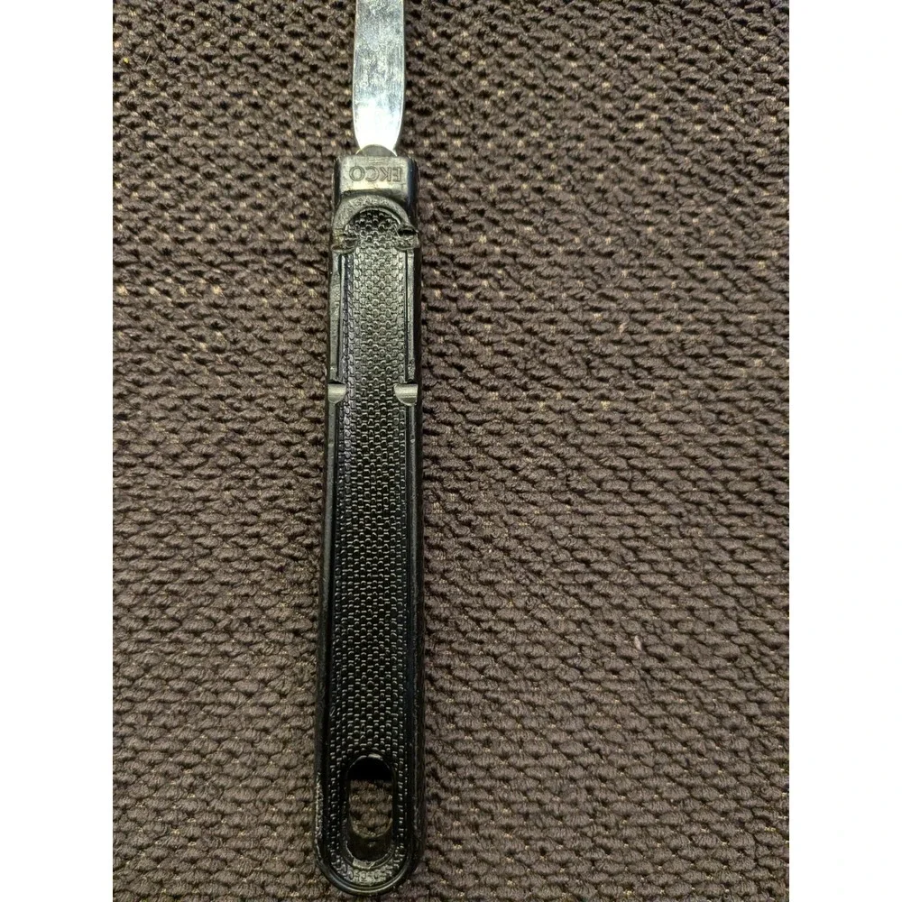 Vintage EKCO Meat Carving Fork 2 Tine Stainless Steel Black Composite Handle MCM
